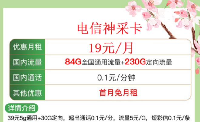 中国电信正规流量卡 【电信神采卡、极致卡】仅需19元首月免费全国通用手机上网卡-精卡网