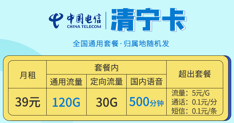 中国电信流量卡推荐—低月租大流量不吃亏不上当全国通用上网卡