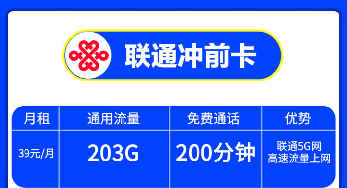 中国联通5G手机卡高速上网打游戏不卡顿 冲风卡29/月=143G通用流量+200分钟